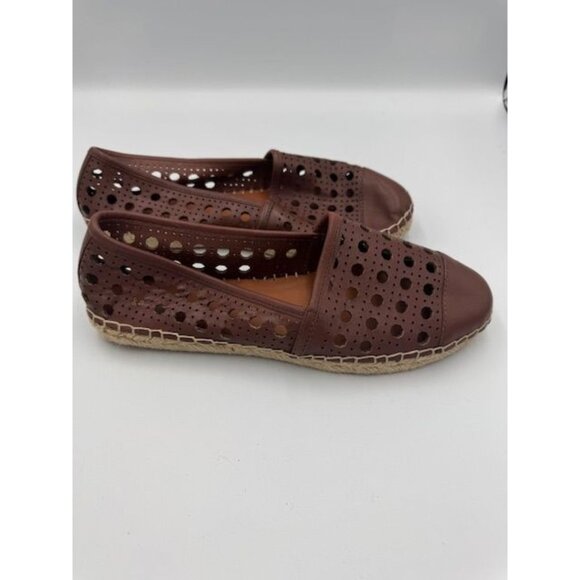 NWOT size 8.5 Kate Spade New York Womens Brown Leather Perforated Espadrille Fla - Picture 2 of 4